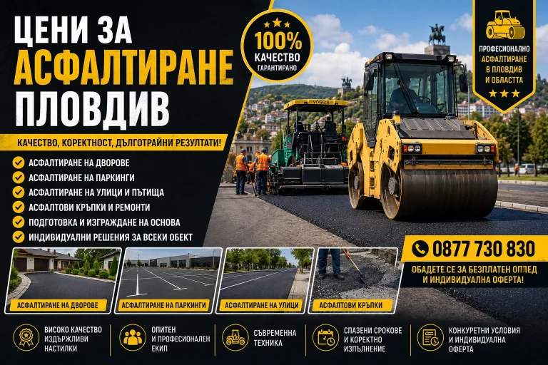 Цени за Асфалтиране Пловдив – Как Да Изберете Правилната Фирма за Вашия Проект?